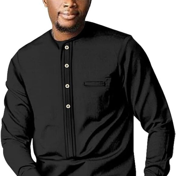 African Formal Dashiki Shirt & Pant Three Piece Suit Traditional Long Sleeve NWT - Picture 2 of 5